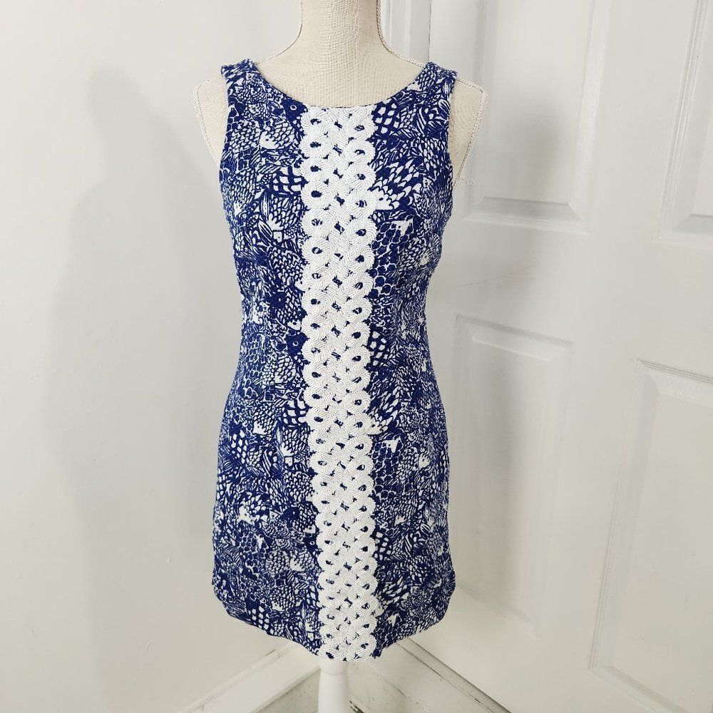 Lilly Pulitzer For Target Dress Womens 6 Blue Fish Print Upstream Costal Resort